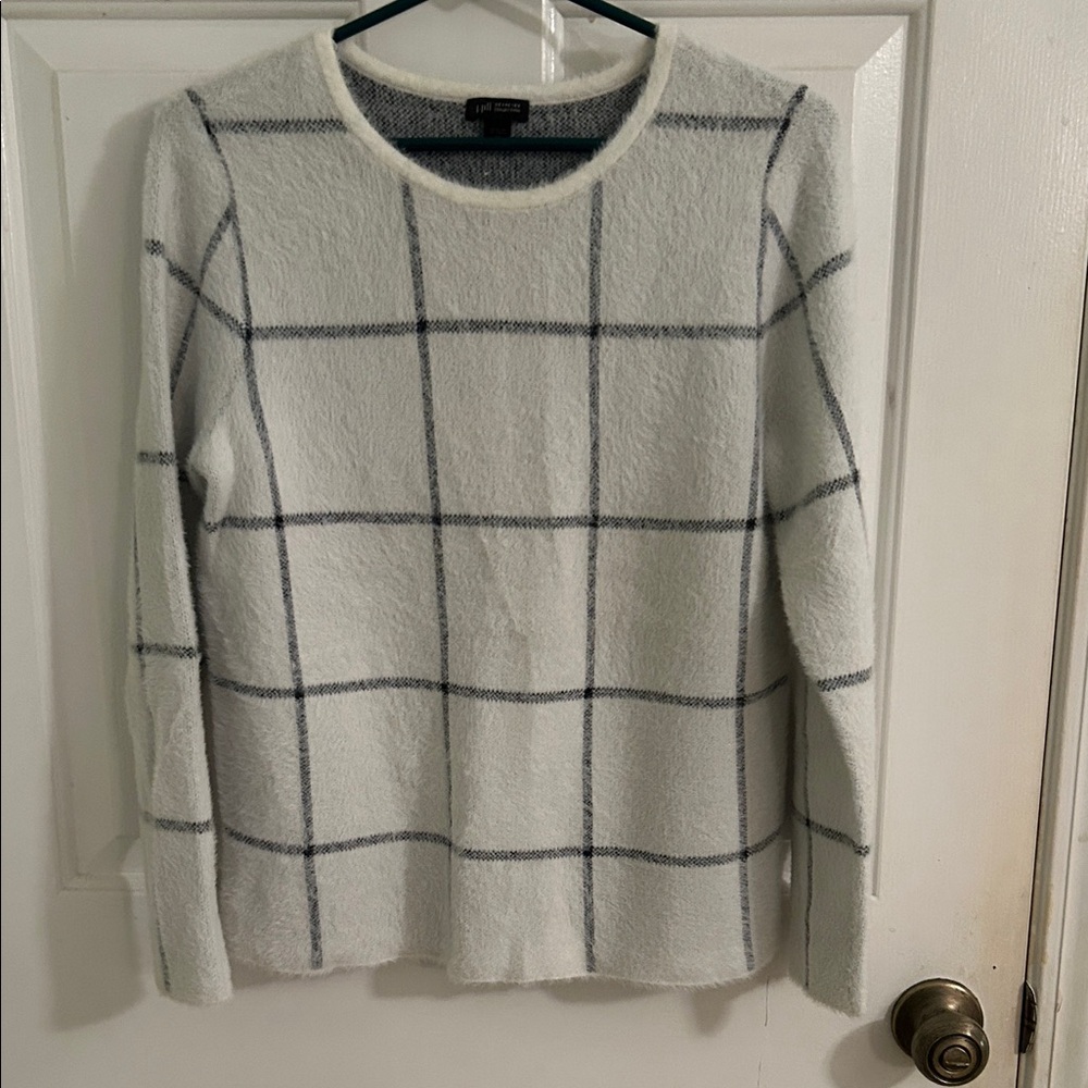 J. Jill White and Gray Checkered Sweater